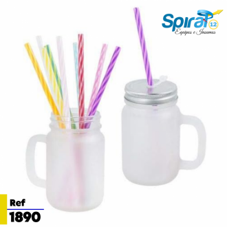 Jarra De Vidrio Sublimable Con Pitillo / Tapa Metálica (lrxc)
