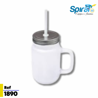 Jarra De Vidrio Sublimable Con Pitillo / Tapa Metálica (lrxc)
