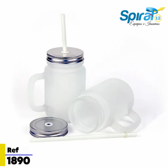 Jarra De Vidrio Sublimable Con Pitillo / Tapa Metálica (lrxc)